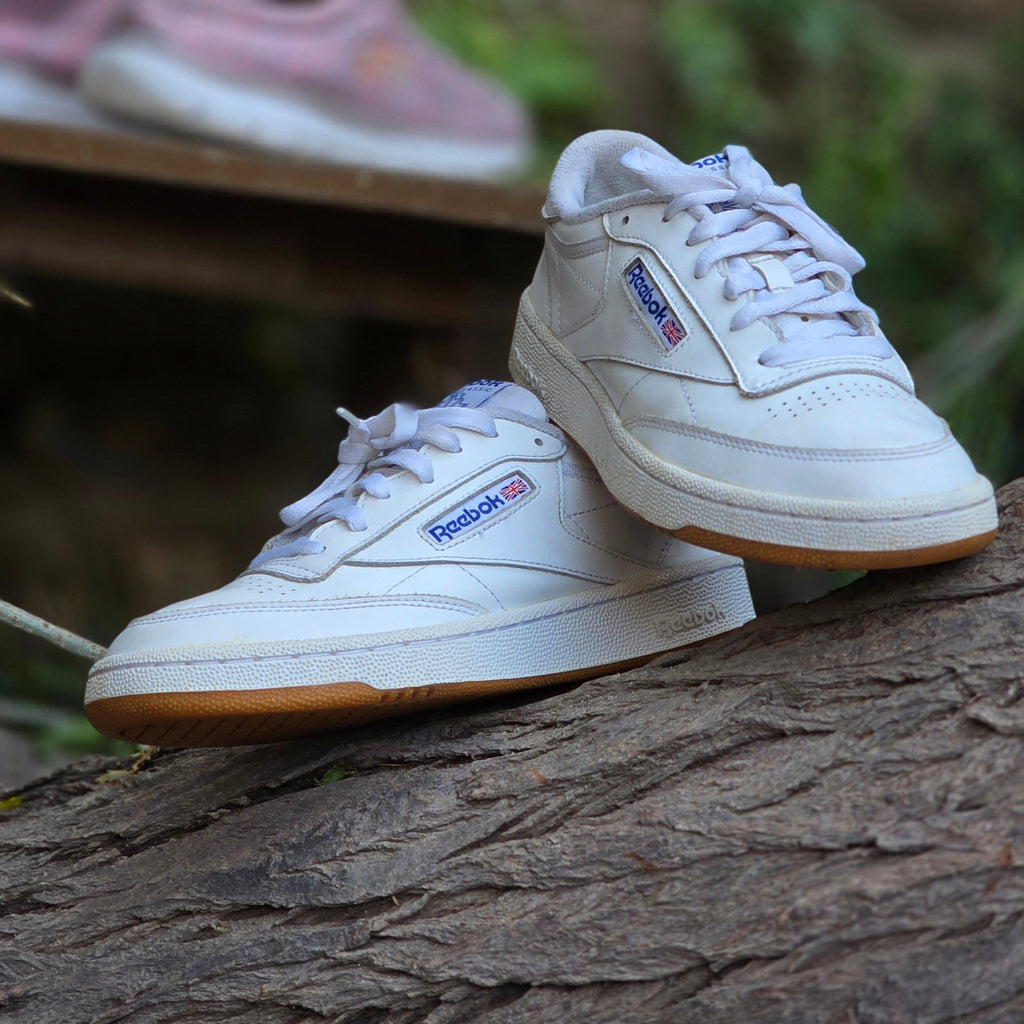 Size 6 Reebok Classic Club C 85 White Gum Bottoms (USED) |  Ghazali Style