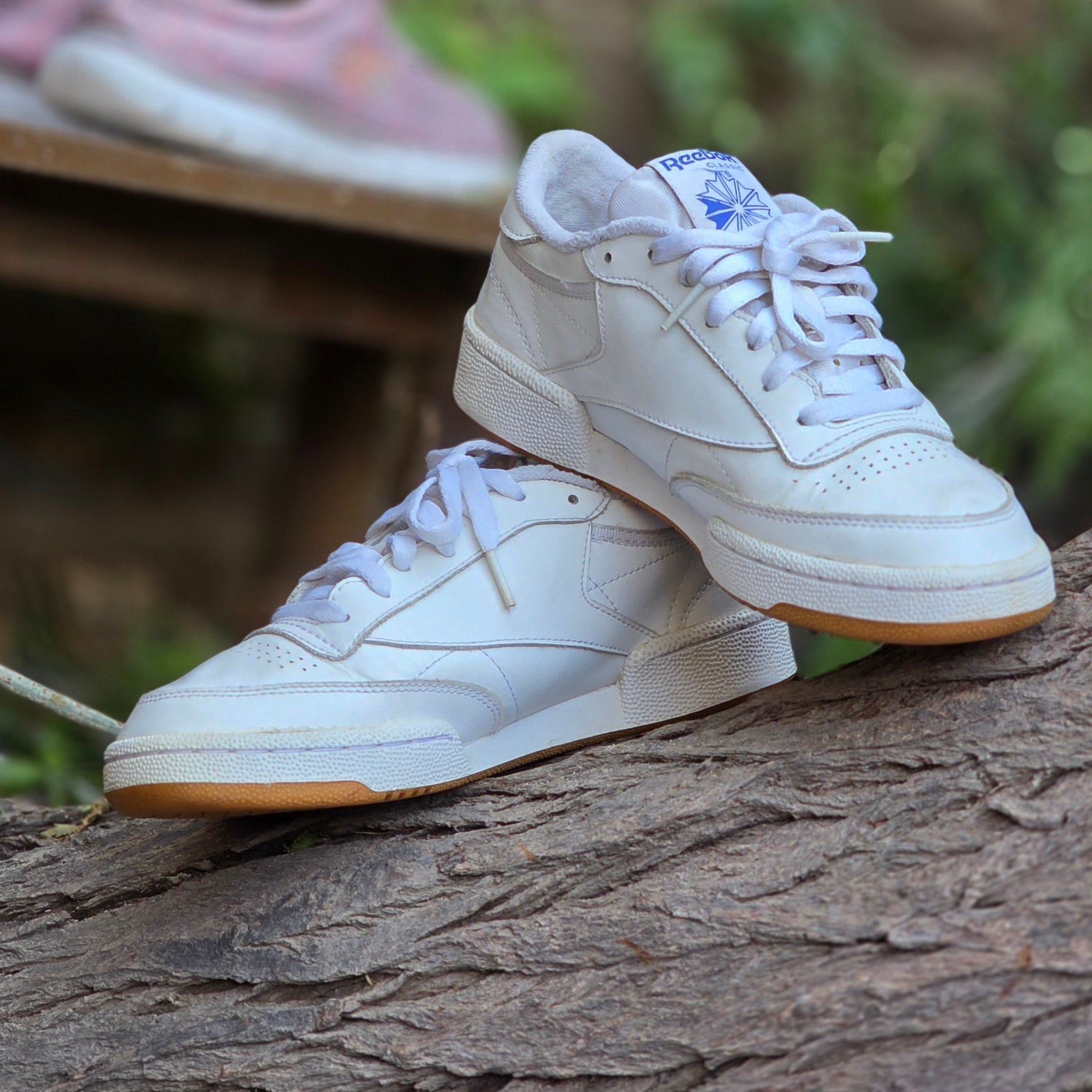 Size 6 Reebok Classic Club C 85 White Gum Bottoms (USED) |  Ghazali Style