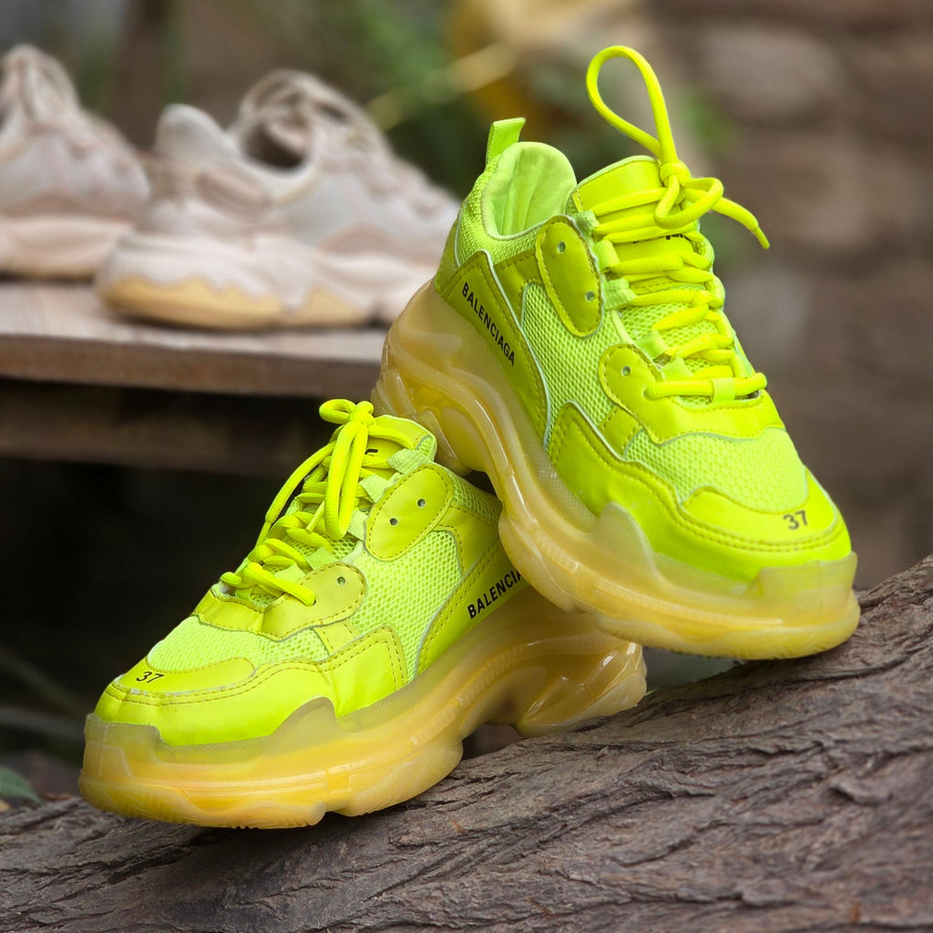 Size 5.5 Balenciaga Triple S Sneaker Neon Green (Used) | Men’s | Ghazali Style