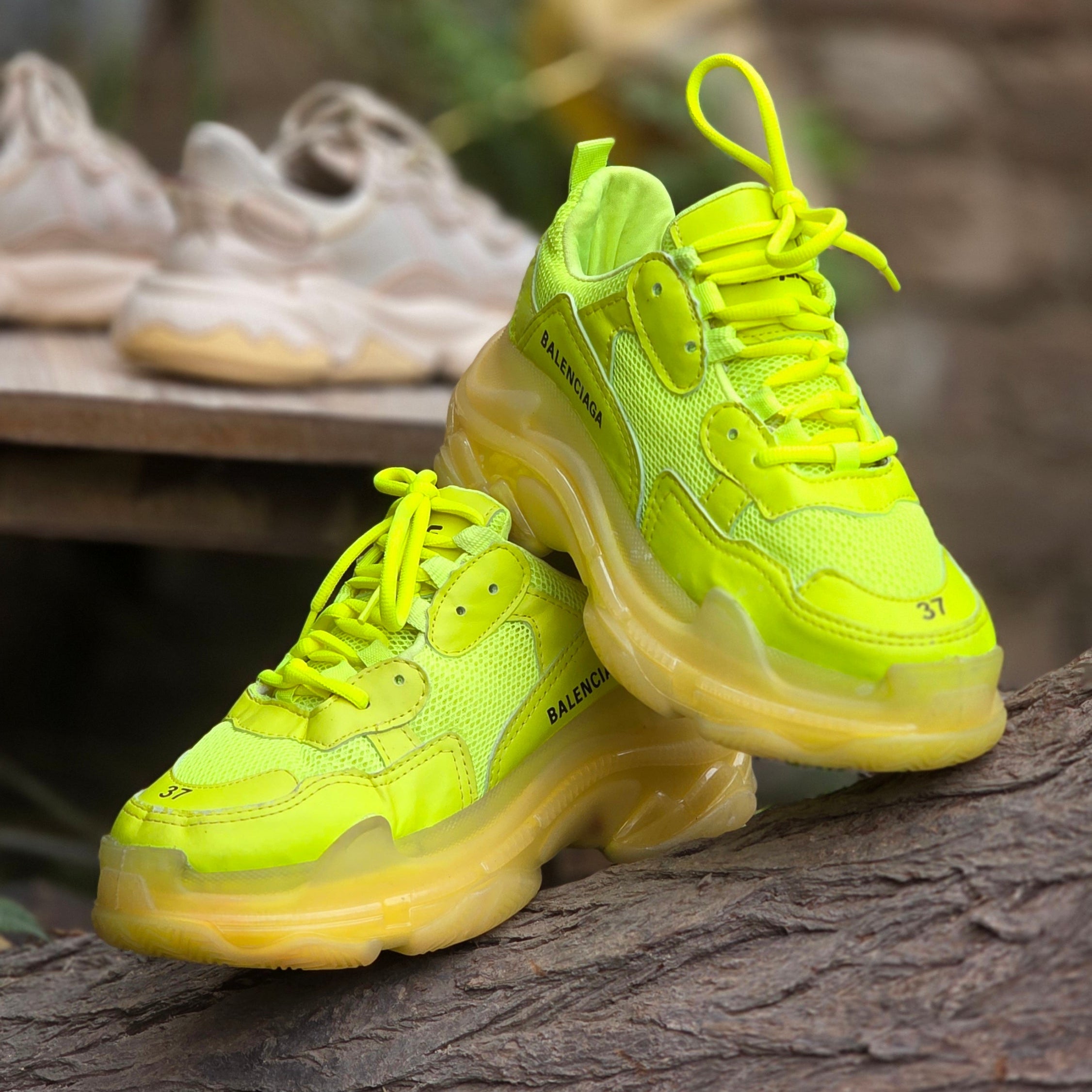 Size 5.5 Balenciaga Triple S Sneaker Neon Green (Used) | Men’s | Ghazali Style