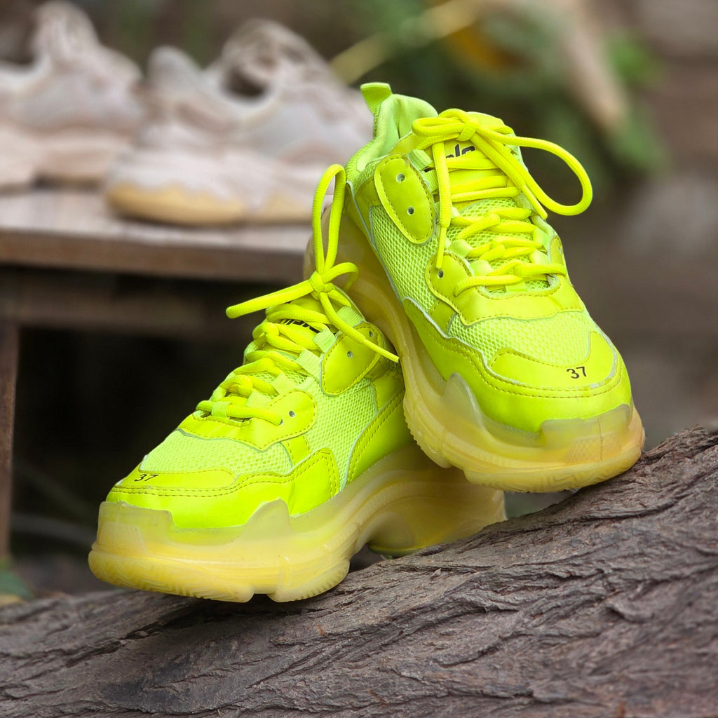 Size 5.5 Balenciaga Triple S Sneaker Neon Green (Used) | Men’s | Ghazali Style