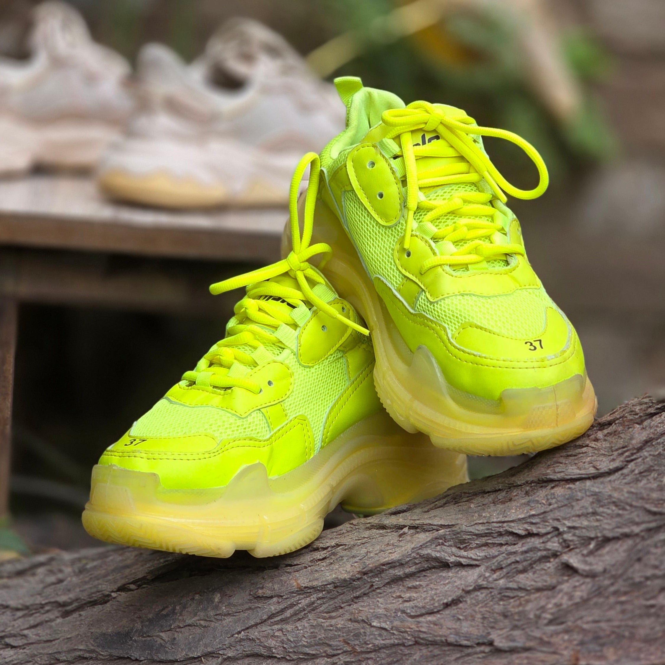 Size 5.5 Balenciaga Triple S Sneaker Neon Green (Used) | Men’s | Ghazali Style