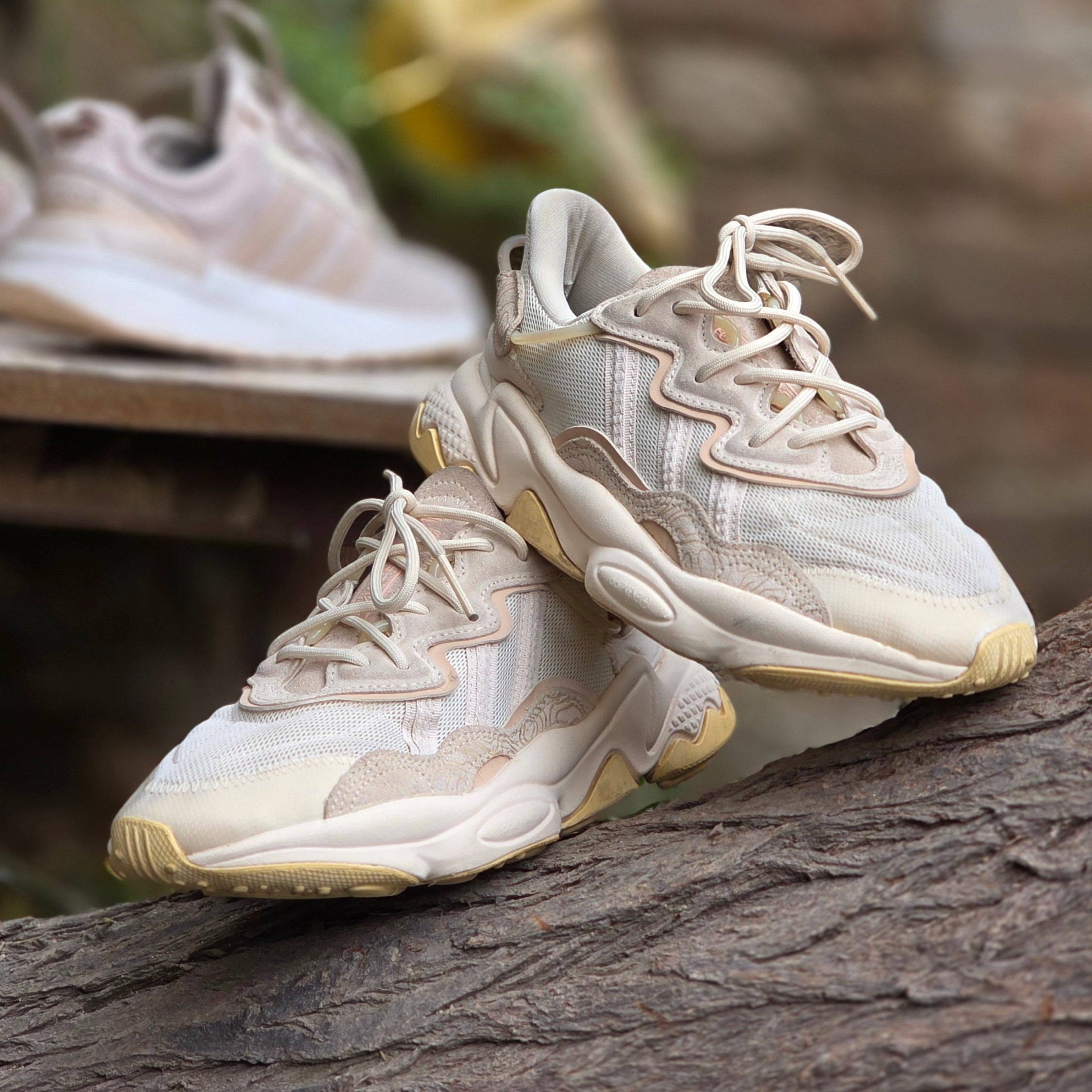 Size 5 Adidas Originals OZWEEGO Low-Top Beige Sneakers EE6462 (USED) | Ghazali Style