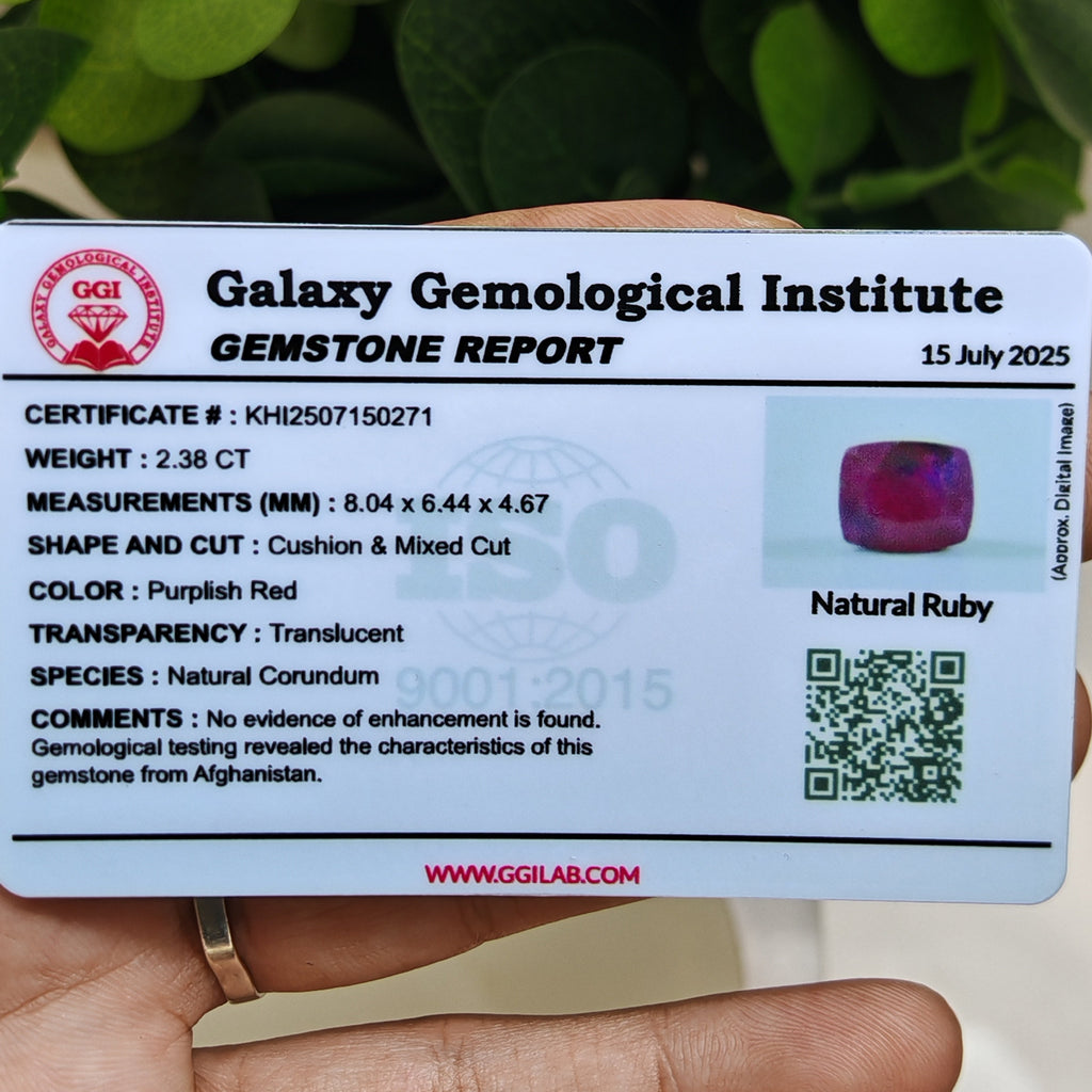 Natural Afghani Ruby – 2.38 Carat | GGI Certified