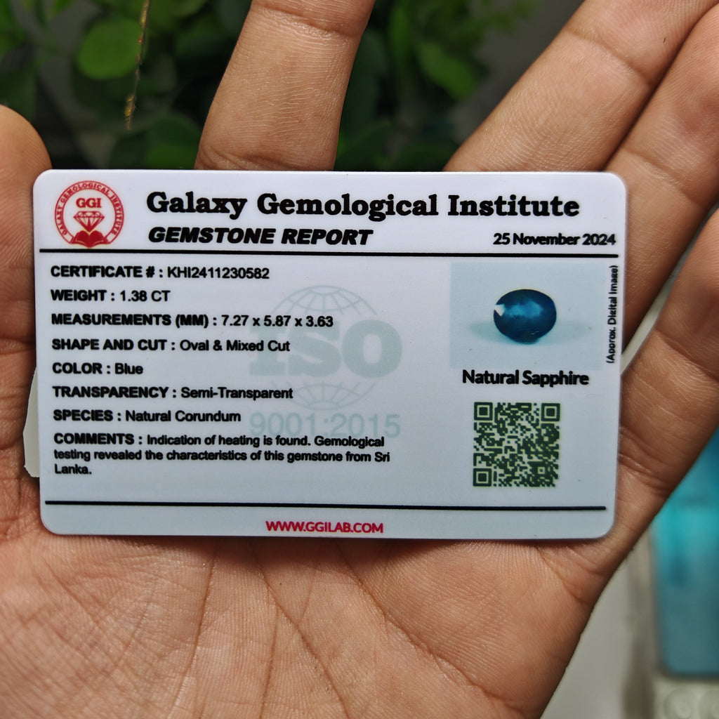 Natural Blue Sapphire – 1.36 Carat | Authentic GGI Certified Gem